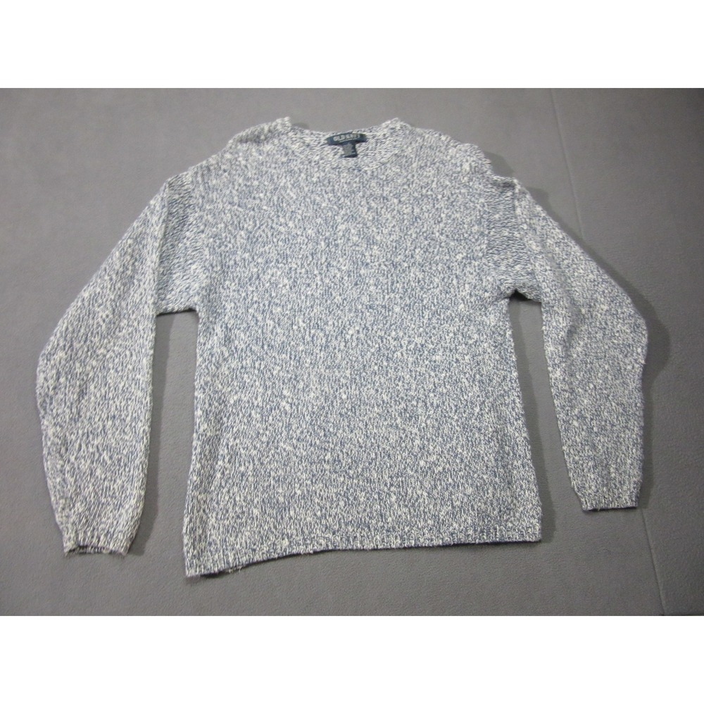 Old Navy Vtg Sweater Mens Large Blue Marled Ramie Cotton Knit Crewneck
